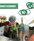 Air Conditioning Compressor Seal Ring Kit For Cars, 18 O Type Rubber O Rings In Storage Box, High Temperature Resistant Universal Set shown in use with machinery.