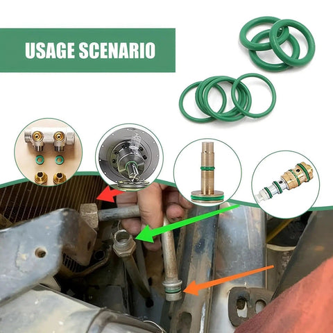 Air Conditioning Compressor Seal Ring Kit For Cars, 18 O Type Rubber O Rings In Storage Box, High Temperature Resistant Universal Set shown in use with machinery.