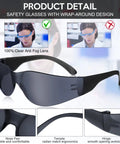 48 Pack Pro Grade Safety Glasses Bulk Eye Protection Goggles with black lenses, anti-dust, scratch-resistant, wrap-around design.