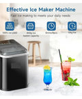 No Fuss Portable Countertop Ice Maker With Sturdy Carry Handle And Easy Self Cleaning Cycle Fast Freeze Compact Ice Machine beside drinks.