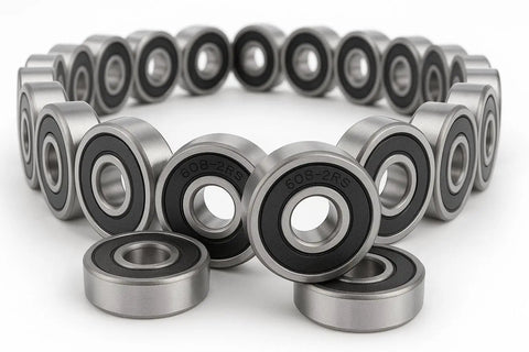 20 Pack 608 2RS Ball Bearings 8x22x7mm Double Rubber Sealed Pre Lubricated C3 in a circular arrangement