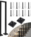 Tough As Nails Vertical U Shaped Stair Handrail With Slick Matte Black Finish Forged From Heavy Duty Square Iron Built To Last for indoor outdoor use.