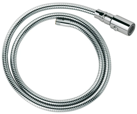Replacement Hose And Spray Head For Pull-Out Kitchen Faucets, StarLight Chrome Finish, No Fuss DIY Install Kit For 46592000, shown coiled