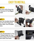 Step-by-step installation of Built Like A Tank Four Way Flat Trailer Wiring Harness And Bracket Set with dust caps and connectors.