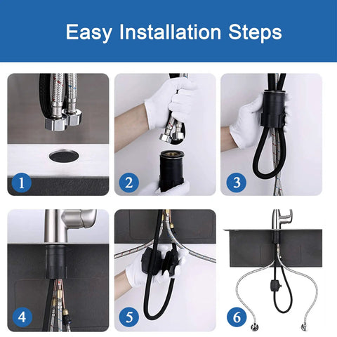 Installation steps for Kitchen Faucet With Pull Down Sprayer And Four Spraying Modes In Brushed Nickel Finish