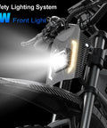 Front view of Powerful 2000W Electric Dirt Bike For Adults With 48V 18Ah Battery 110Nm Torque Pedal Assist showing 9W front light
