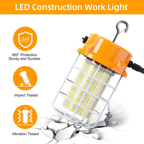 Rugged 80W LED Work Light Delivers 12000 Lumens Of 5000K Daylight IP67 Dust And Waterproof Portable With Stainless Steel Guard