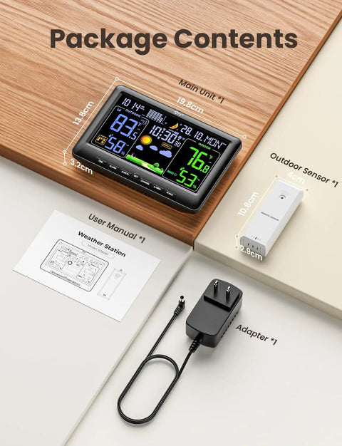 All In One Indoor Outdoor Weather Station With Atomic Clock, Wireless Temperature And Humidity Monitor, Large Display shown