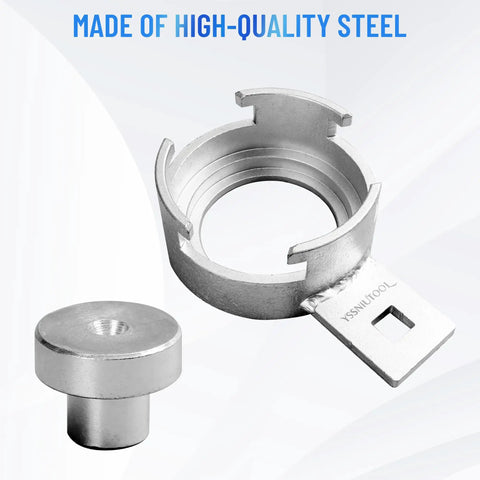 Heavy Duty Crankshaft And Camshaft Alignment Puller Kit With Robust Steel Flywheel Lock Fixture components showing durable steel build.