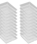 Stack of 20 Pack 9 Inch Disposable Paint Tray Liners for Roller Trays, heavy duty plastic with textured ridges for easy cleanup.