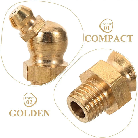 Top Tier Grease Nipple Kit With 9pcs M8 Threaded Copper Fittings For Cars And Excavators Plus Universal Fit Precision Engineering Multi Standard Support Heavy Duty Hydraulic Coupler Set, gold brass fitting