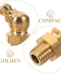 Top Tier 9 Piece Copper Grease Fitting Kit With M8 Threaded Nipples For Cars And Excavators Featuring Easy Installation Golden Color Hydraulic Assortment That Fits Like A Glove, brass grease nipple close-up
