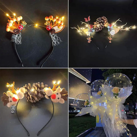 12 Pack 20 Micro LED Fairy String Lights On Slim Silver Copper Wire 3.3 Ft Each With Batteries Included For DIY Wedding Centerpieces Mason Jars Garlands Christmas Trees And Party Decor Warm White used in creative headband decorations and bouquet wrapping