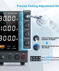 Pro Grade DC Bench Power Supply 0 To 30V 0 To 10A with coarse and fine encoder knobs, adjustable output, USB Type C, four digit display