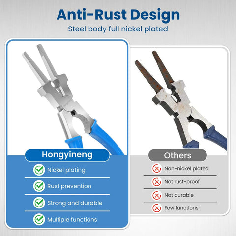 Comparison of anti-rust design in 8 Inch MIG Welding Pliers With Comfort Grip For Pros And DIYers Multi Function Wire Cutter