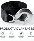 Beefy Built 2 Inch By 20 Foot Heavy Duty Trailer Winch Strap With Hook 10000 Lbs Load Capacity For Cars Boats ATVs Jet Skis Universal Tow Strap For Car Trailers And Boat Trailers Black, black strap with metal hook