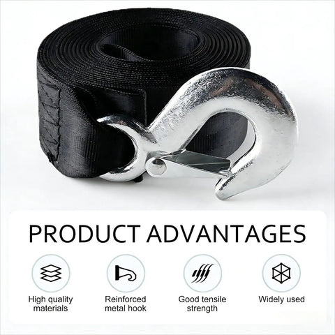 Beefy Built 2 Inch By 20 Foot Heavy Duty Trailer Winch Strap With Hook 10000 Lbs Load Capacity For Cars Boats ATVs Jet Skis Universal Tow Strap For Car Trailers And Boat Trailers Black, black strap with metal hook