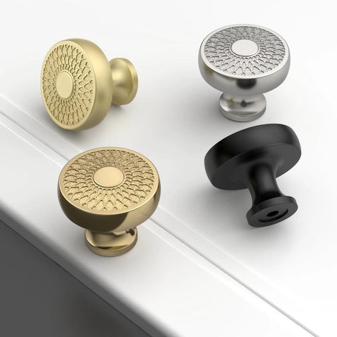 Brushed Gold Cabinet Knobs 10 Pack For Kitchen Cabinets And Dresser Drawers Gold Hardware Pulls with different finishes displayed