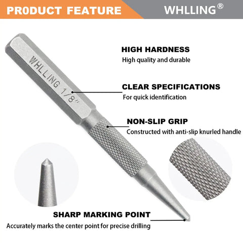 Top Tier 4 Piece Nail Setter And Center Punch Set Forged From Heat Treated Alloy Steel for precise marking and non-slip grip.