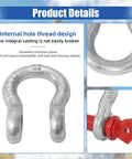 Close-up of Street Savvy And Trail Tough 2Ton D Ring Shackles Rated At 4400 Lbs, highlighting internal hole thread design for heavy loads.