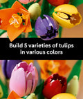 Botanical Tulip Bouquet Building Set for Adults Ages 18 Plus, Mindful Craft Kit for Bedroom, Home Decor, Book Shelf and Office Spaces, Realistic Artificial Flowers, Dope Gift for Birthdays and Garden Lovers, 576-piece LEGO tulips