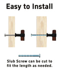 Diagram showing easy install of 4 Pack Walnut Wood Drawer Pulls With Mounting Screws One Point Five Seven Inch T Bar Cabinet Handles.