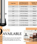 Kick Your Workstation Vibe Up With These Premium Round Rubber Chair Leg Tips And Heavy Duty Floor Guard Caps size chart showing 9 sizes available.
