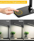 Eye Friendly Led Desk Lamp For Home Office With Usb Charging Port Three Level Dimmable Light No Flicker Blue Light Free