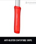 Close-up of red ComfortGEL grip on Extendable Bypass Lopper With ComfortGEL Grips 28 To 35 Inch Handle Nonstick Blade 1-1/2 Inch Cut Capacity Lightweight Steel Core ShockGUARD Bump For Reduced Fatigue Perfect For Trees And Shrubs.
