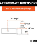 3 In 1 ATV Hitch Ball Mount For 2 Inch Receivers With 2 Inch Ball Five Eighth Inch Hole And Clevis Pin 6-inch dimensions