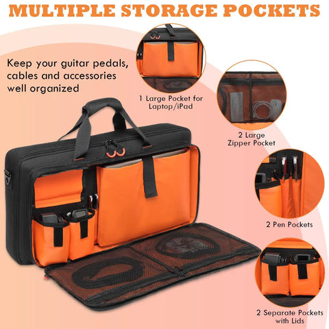 Carrying Bag For Boss Guitar Multi-Effects Pedals Like ME-80 ME-90 GT-1000 GX-100 with multiple storage pockets and cushioned compartments.