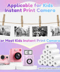 Kid Tested Instant Camera Paper Roll Refill Pack 10 Thermal Paper Rolls Fade Proof 3 Micron Nano Sealed Coated Paper For Ultra HD Photos Long Lasting Color Great For Kid Albums Scrapbooks And Party Fun Easy Printouts, 57 x 25 mm rolls with kids instant cameras