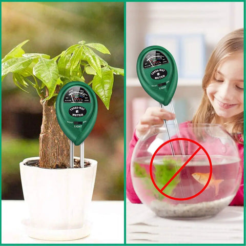 All In One Soil Tester With Moisture Meter, pH And Light For Indoor Outdoor Plants in a potted plant, not for water use