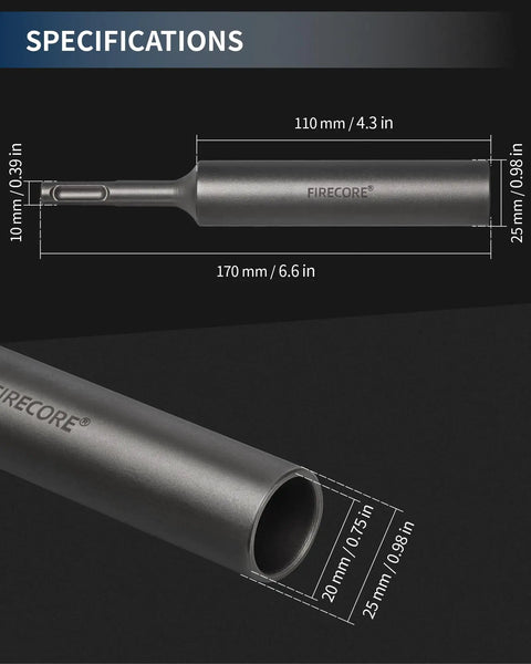 Heavy Duty SDS Plus Ground Rod Driver Bit Built From Tough Forged Steel For 5/8 And 3/4 Inch Rods dimensions and specifications