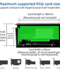 Maximum supported PCIe card size diagram for Ready To Roll External Pcie To Thunderbolt 3 4 Adapter With Usb4 Supporting Up To 40 Gbps Bandwidth.