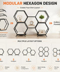 Dope Hexagon Room Divider Shelf With Modular Open Storage Industrial Freestanding Display Bookcase showing layout options