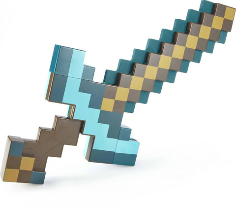 Minecraft Transforming Diamond Sword And Pickaxe 2-In-1 Toy For Kids, Role Play Gear displayed in sword form.