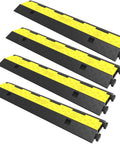 Two Channel Cable Protector Ramp Set Four Pack Modular Rubber Speed Bump Mats For Driveways Protect Wires And Cables