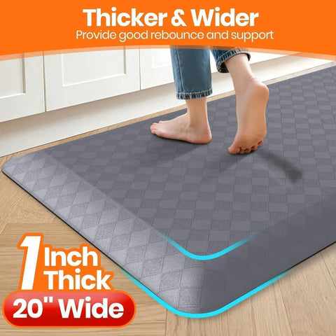 Anti Fatigue Kitchen Mat 72 By 20 Inches One Inch Thick Non Slip Heavy Duty Water Resistant Rug shown in kitchen setting
