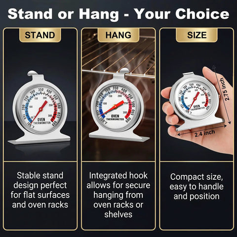 Pro Grade Must Have Oven Thermometer For Gas And Electric Ovens With 100F To 600F Range Mechanical Bi Metal Sensor Display