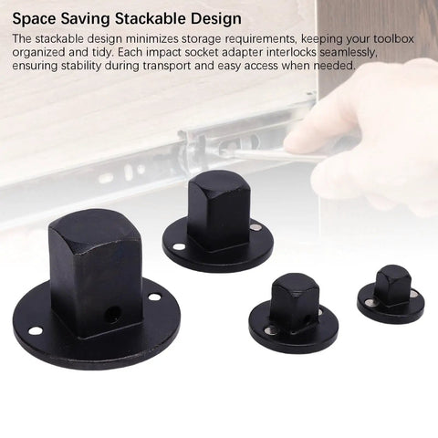 Low Profile Impact Socket Adapter Set For Tight Spaces Pro Grade Versatile Ratchet Adapters stackable design shown