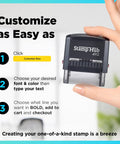 User holding Self Inking Custom Stamp With Up To 6 Lines, Personalize Return Address Or Office Name, Easy Ink Cartridge Swap
