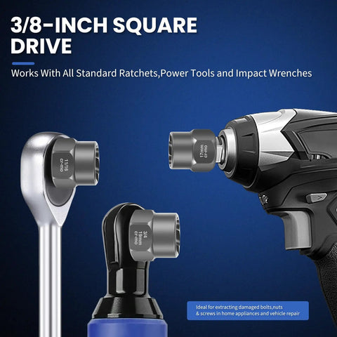 14 Piece Bolt Extractor Kit For Stripped Damaged Rusted And Frozen Nuts And Bolts Three Eighths Inch Drive Socket Set With SAE And Metric Sizes Lug Nut Remover Ready To Tackle Stubborn Fasteners sockets on ratchet and power tool