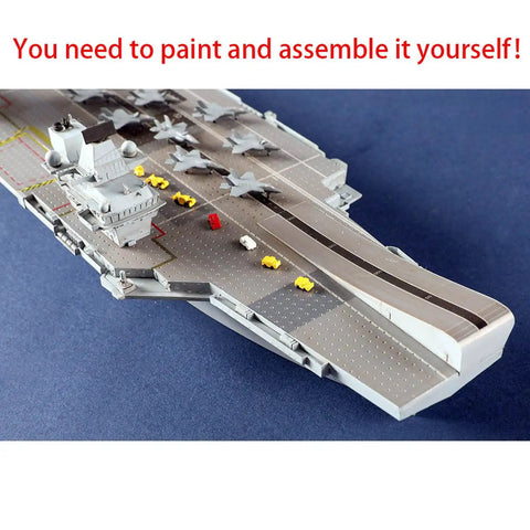 Killer Detail Queen Elizabeth Aircraft Carrier Plastic Model Kit 1 700 Scale showing detailed deck with aircraft, assembly needed.