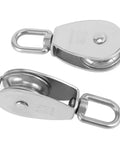 Top view of Beefy Four Pack M50 Single Pulley Block With 881 Lbs Load Capacity Heavy Duty Stainless Steel 360 Degree Rotatable Pulley