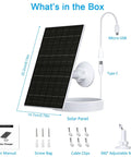 What's in the box of 7W Solar Panel Charger For Arlo Essential 2K 2Nd Gen Essential XL And Essential Spotlight Cams USB C To Micro USB Cable Included IP66 Weatherproof 360 Degree Adjustable Mount 7.2ft Cable