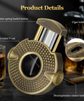 V Shape Cigar Cutter 3 In 1 With Stainless Steel Blade Integrated Holder And Decompression Rotator Round Ergonomic Design