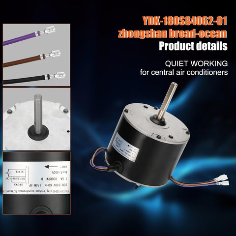 1/4 HP Condenser Fan Motor Replacement For Goodman Central AC Units 208 230V 1 Speed 830 RPM Permanently Sealed 3 Wire
