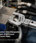 Heavy Duty Swappable Torque Wrench Head Built Tough Precision Steel Spanner for tube nuts with a custom open-end design.