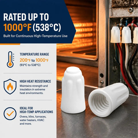 Heavy Duty Ceramic Wire Nuts Set Insanely Tough Porcelain Twist On Connectors near oven, showing extreme heat resistance up to 1000°F.